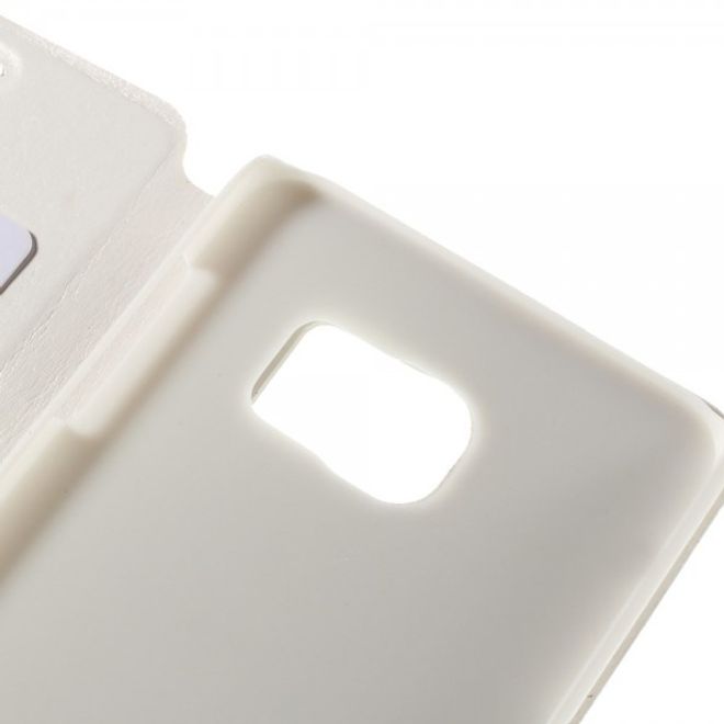 Galaxy S6 Edge Plus Trendiges Crazy Horse Leder Case mit Standfunktion - weiss