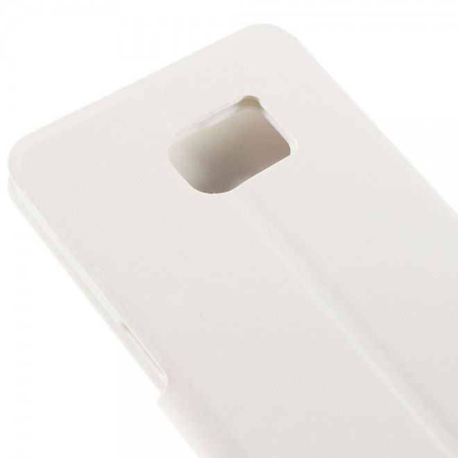 Galaxy S6 Edge Plus Trendiges Crazy Horse Leder Case mit Standfunktion - weiss