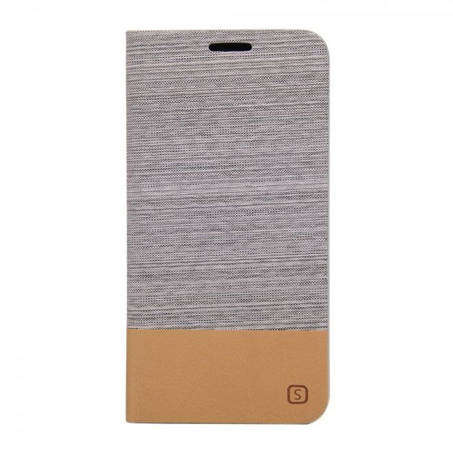 Galaxy S6 Edge Plus Zweifarbiges, stoffartiges Leder Case - hellgrau