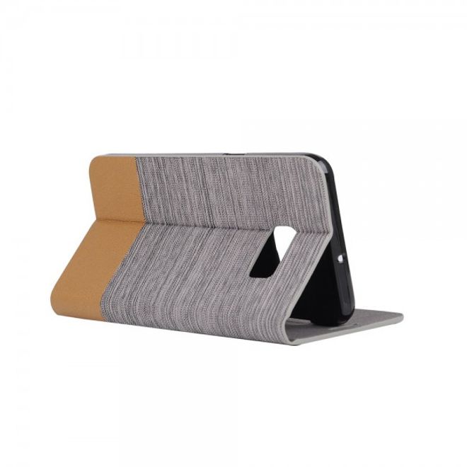 Galaxy S6 Edge Plus Zweifarbiges, stoffartiges Leder Case - hellgrau