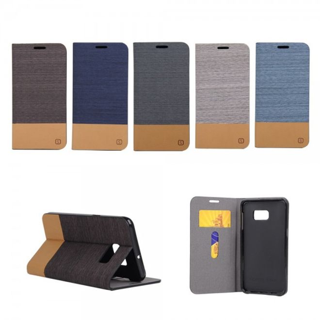 Galaxy S6 Edge Plus Zweifarbiges, stoffartiges Leder Case - kaffeefarben