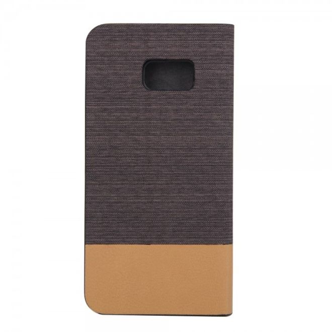 Galaxy S6 Edge Plus Zweifarbiges, stoffartiges Leder Case - kaffeefarben