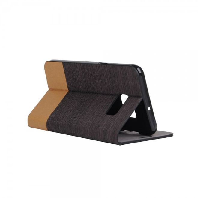 Galaxy S6 Edge Plus Zweifarbiges, stoffartiges Leder Case - kaffeefarben