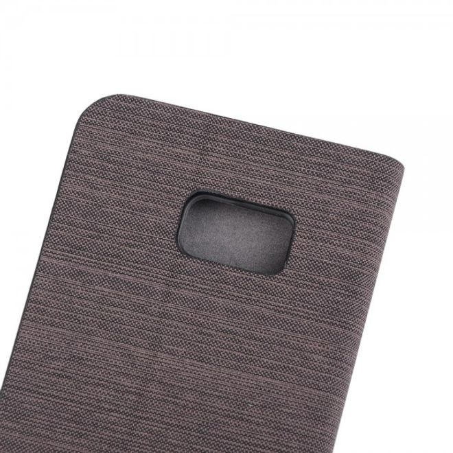 Galaxy S6 Edge Plus Zweifarbiges, stoffartiges Leder Case - kaffeefarben