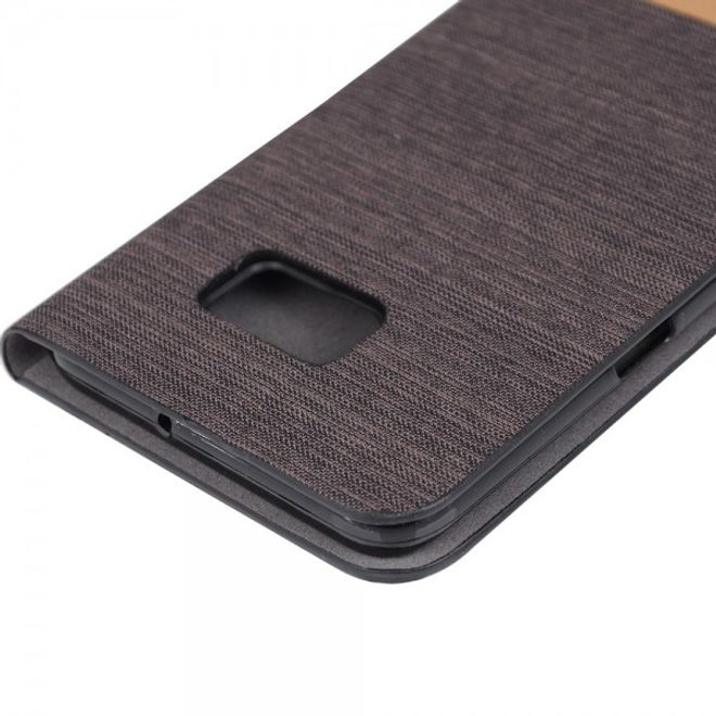 Galaxy S6 Edge Plus Zweifarbiges, stoffartiges Leder Case - kaffeefarben