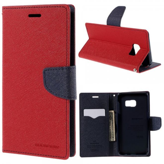 Goospery - Galaxy S6 Edge Plus Hülle - Handy Bookcover - Fancy Diary Series - rot/navy