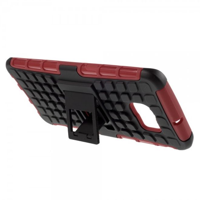 Galaxy S6 Edge Plus Rutschfestes, robustes Hart Plastik Case mit Kickstand - rot