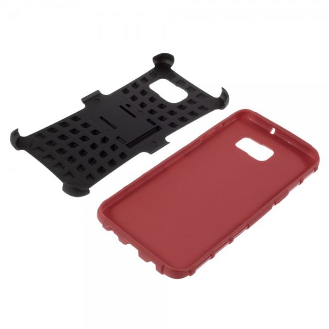 Galaxy S6 Edge Plus Rutschfestes, robustes Hart Plastik Case mit Kickstand - rot