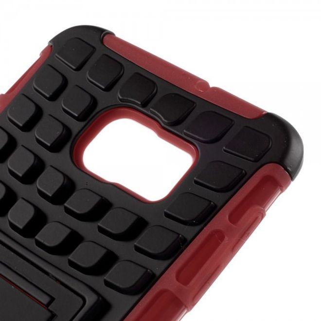 Galaxy S6 Edge Plus Rutschfestes, robustes Hart Plastik Case mit Kickstand - rot
