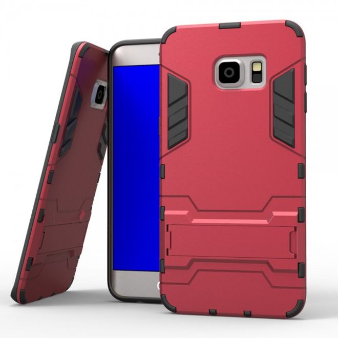 Galaxy S6 Edge Plus Robustes Hart Plastik Case mit Kickstand - rot