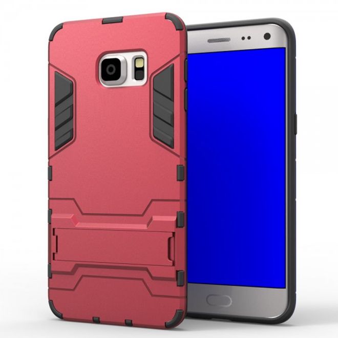Galaxy S6 Edge Plus Robustes Hart Plastik Case mit Kickstand - rot