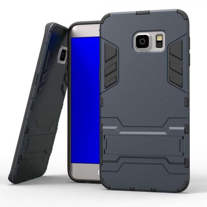 Galaxy S6 Edge Plus Robustes Hart Plastik Case mit Kickstand - schwarz/blau