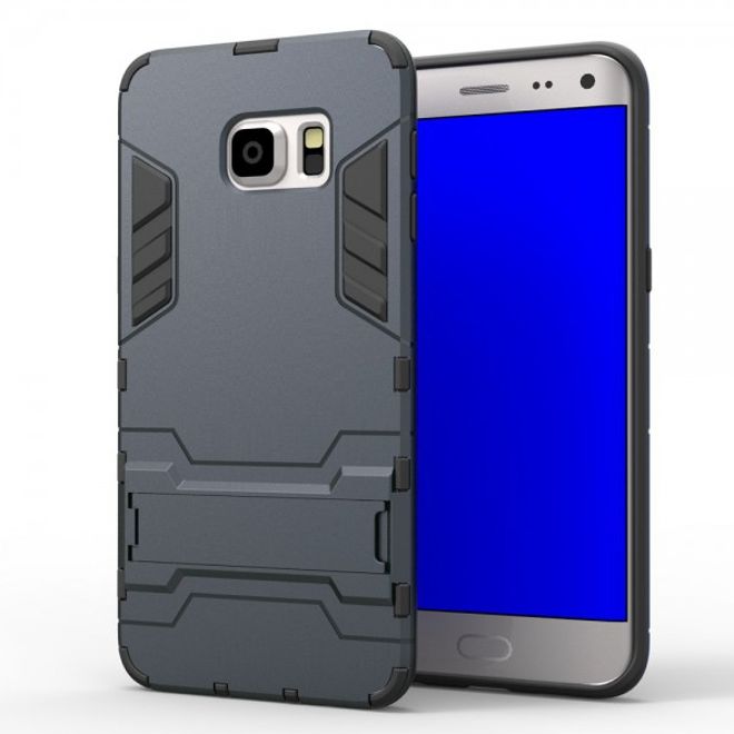 Galaxy S6 Edge Plus Robustes Hart Plastik Case mit Kickstand - schwarz/blau