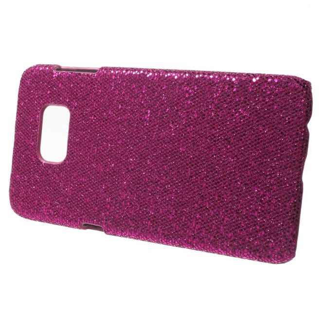 Galaxy S6 Edge Plus Glitzerndes Hart Plastik Case - rosa