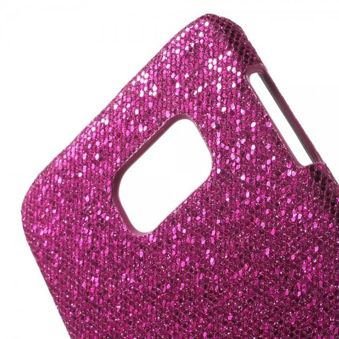 Galaxy S6 Edge Plus Glitzerndes Hart Plastik Case - rosa