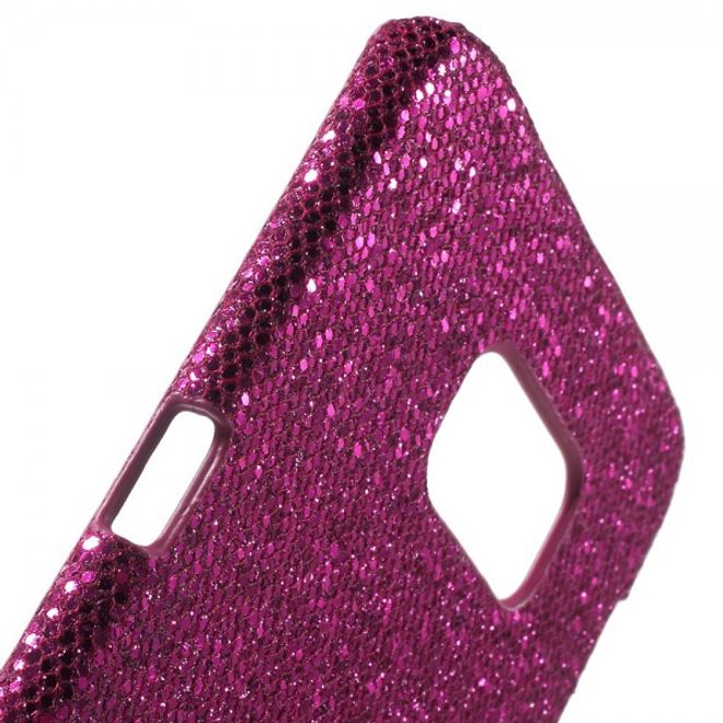 Galaxy S6 Edge Plus Glitzerndes Hart Plastik Case - rosa
