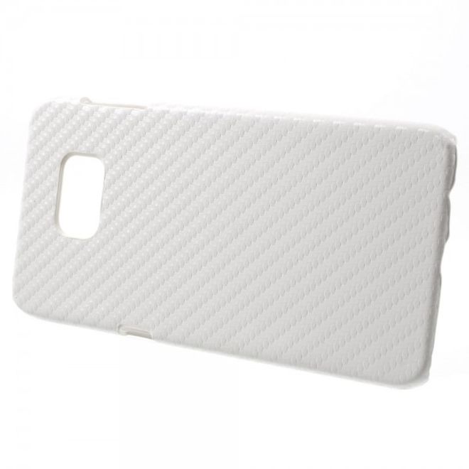 Galaxy S6 Edge Plus Hart Plastik Case mit Karbonfasermuster - weiss