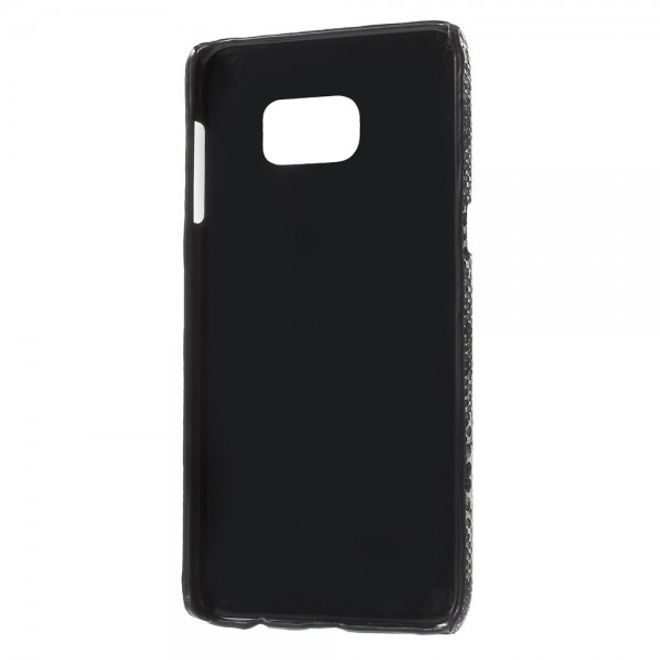Galaxy S6 Edge Plus Hart Plastik Case mit Lederüberzug und Schlangentextur - schwarz