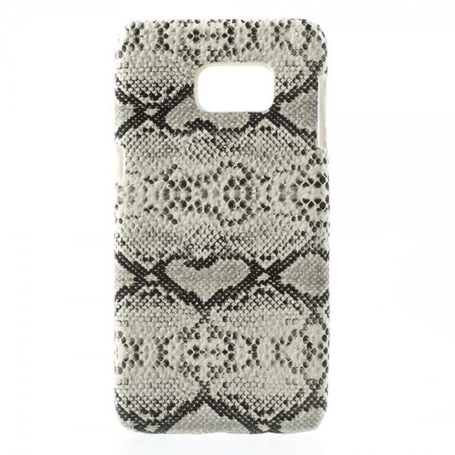 Galaxy S6 Edge Plus Hart Plastik Case mit Lederüberzug und Schlangentextur - weiss