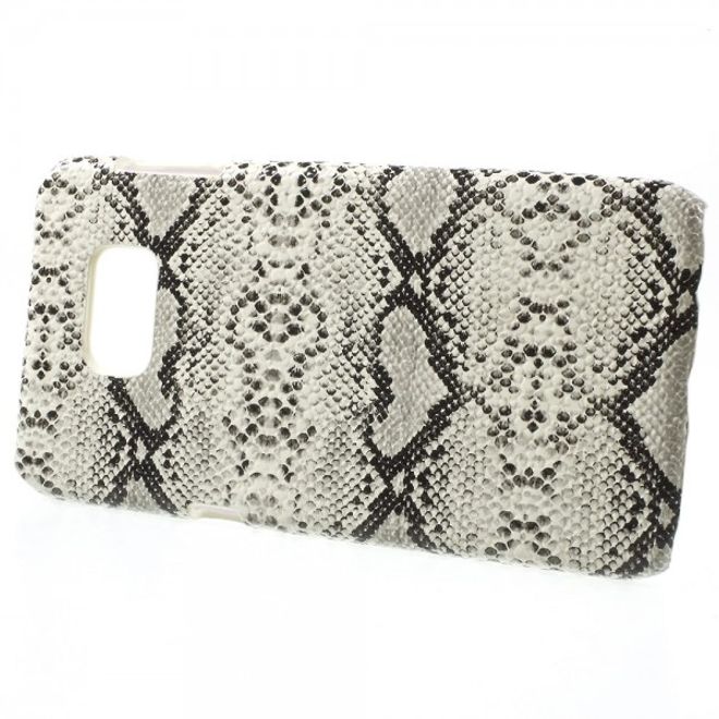Galaxy S6 Edge Plus Hart Plastik Case mit Lederüberzug und Schlangentextur - weiss