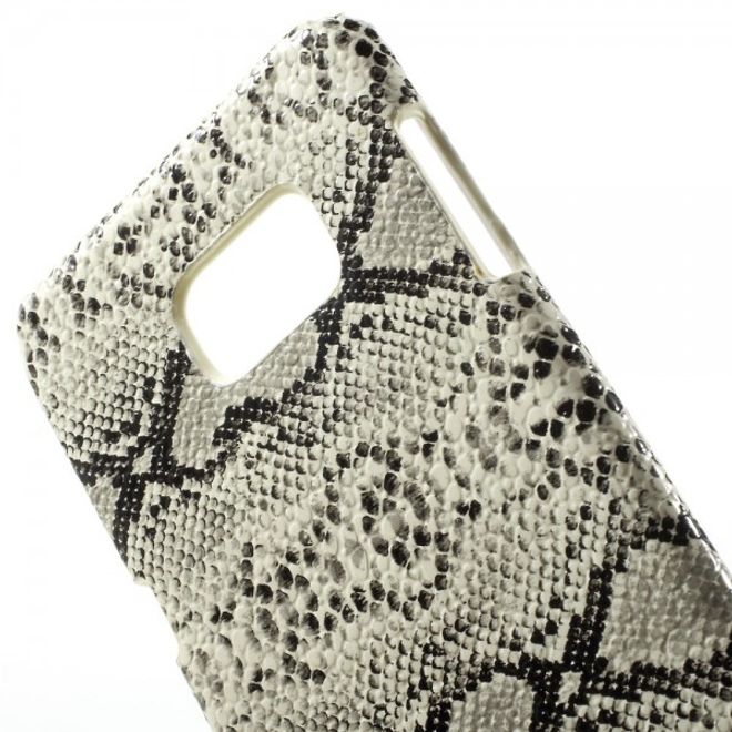 Galaxy S6 Edge Plus Hart Plastik Case mit Lederüberzug und Schlangentextur - weiss