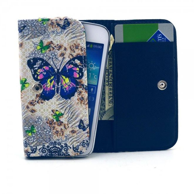 Universelles Leder Case für Smartphones bis 13.8x7x1.5cm mit süssen Schmetterlingen