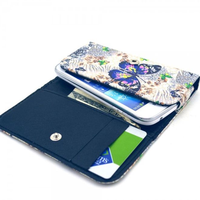 Universelles Leder Case für Smartphones bis 13.8x7x1.5cm mit süssen Schmetterlingen