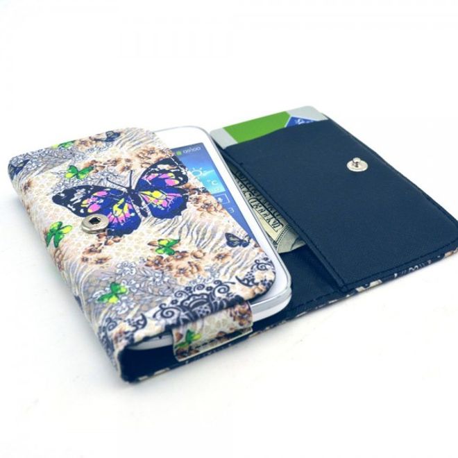 Universelles Leder Case für Smartphones bis 13.8x7x1.5cm mit süssen Schmetterlingen