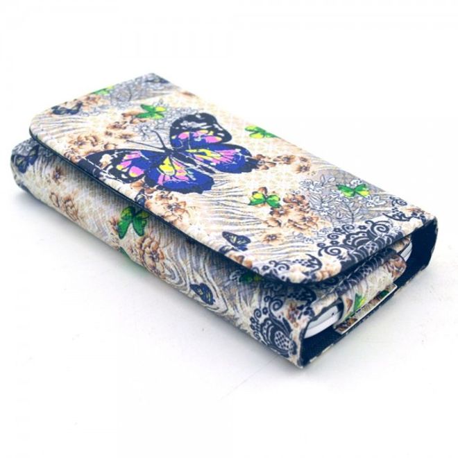 Universelles Leder Case für Smartphones bis 13.8x7x1.5cm mit süssen Schmetterlingen