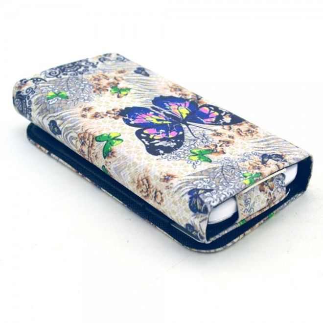 Universelles Leder Case für Smartphones bis 13.8x7x1.5cm mit süssen Schmetterlingen