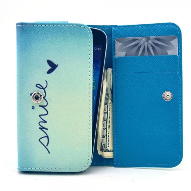 Universelles Leder Case für Smartphones bis 13.8x7x1.5cm mit Himmel und Schriftzug