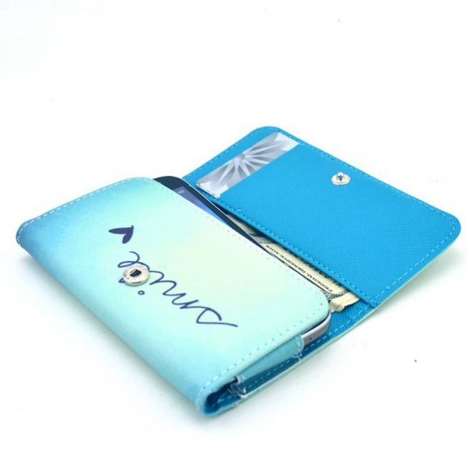 Universelles Leder Case für Smartphones bis 13.8x7x1.5cm mit Himmel und Schriftzug