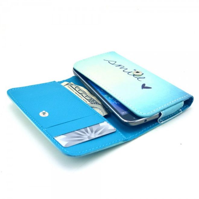 Universelles Leder Case für Smartphones bis 13.8x7x1.5cm mit Himmel und Schriftzug