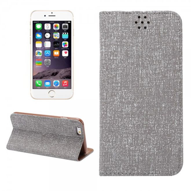 iPhone 6/6S Magnetisches Leder Case mit Oxford Nylon Textur und Standfunktion - grau