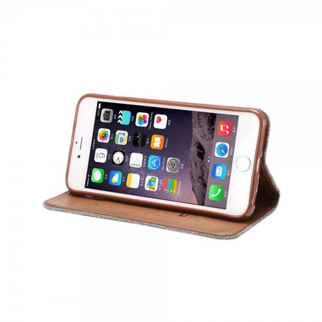 iPhone 6/6S Magnetisches Leder Case mit Oxford Nylon Textur und Standfunktion - grau