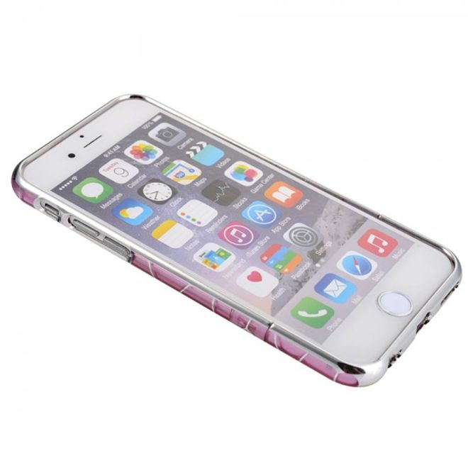 iPhone 6/6S Hart Plastik Case mit Kickstand und geometrischem Muster - pink