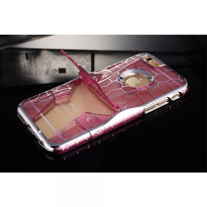 iPhone 6/6S Hart Plastik Case mit Kickstand und geometrischem Muster - pink