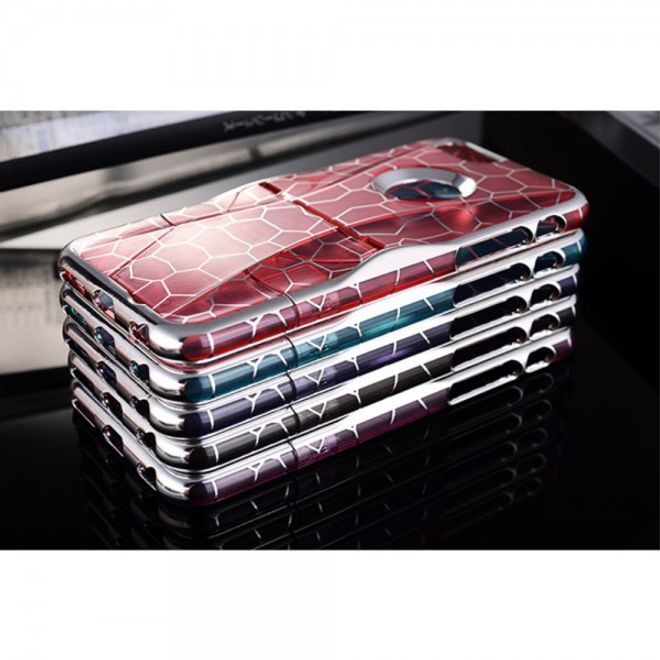 iPhone 6/6S Hart Plastik Case mit Kickstand und geometrischem Muster - pink