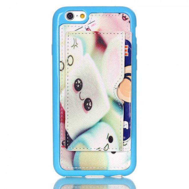 Étui en plastique élastique pour iPhone 6/6S avec revêtement effet cuir et jolis motifs de guimauves