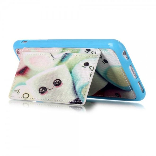 Étui en plastique élastique pour iPhone 6/6S avec revêtement effet cuir et jolis motifs de guimauves