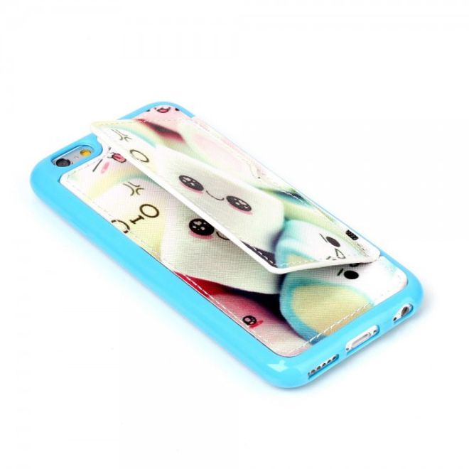 Étui en plastique élastique pour iPhone 6/6S avec revêtement effet cuir et jolis motifs de guimauves