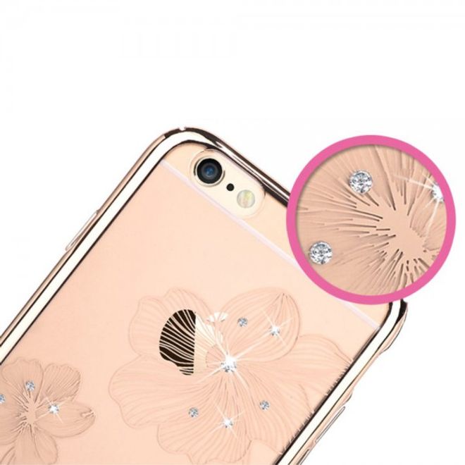 iPhone 6 Plus/6S Plus Hart Plastik Case mit Rahmen, Glassteinen und Kornblumenmuster - gold
