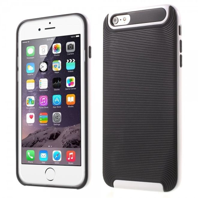 iPhone 6 Plus/6S Plus Elastisches Plastik Case mit Bumper Aufsatz und Linientextur -  weiss