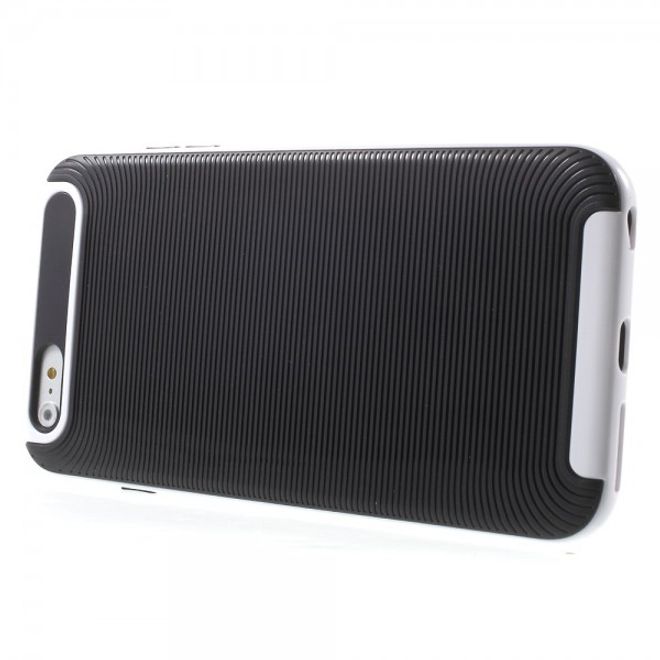 iPhone 6 Plus/6S Plus Elastisches Plastik Case mit Bumper Aufsatz und Linientextur -  weiss