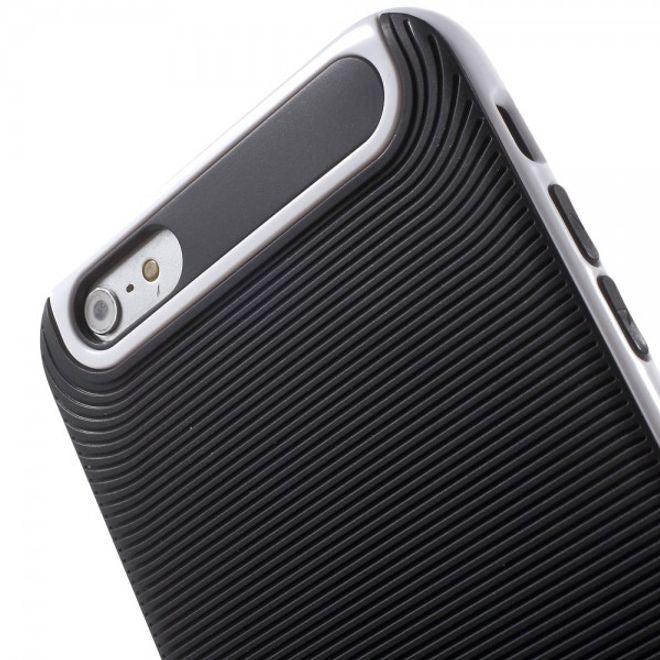 iPhone 6 Plus/6S Plus Elastisches Plastik Case mit Bumper Aufsatz und Linientextur -  weiss