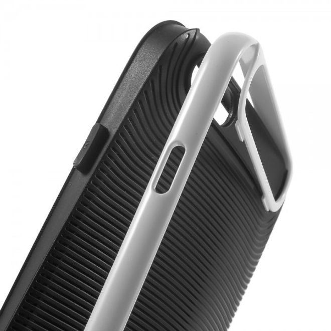 iPhone 6 Plus/6S Plus Elastisches Plastik Case mit Bumper Aufsatz und Linientextur -  weiss