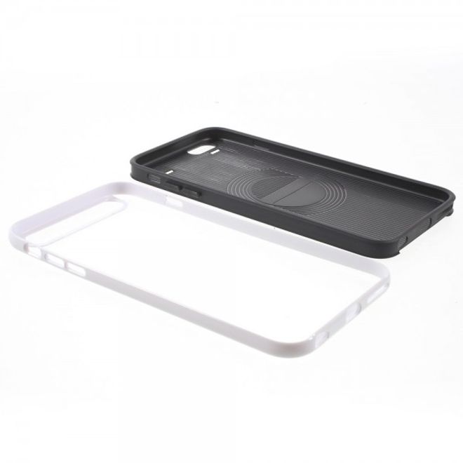 iPhone 6 Plus/6S Plus Elastisches Plastik Case mit Bumper Aufsatz und Linientextur -  weiss