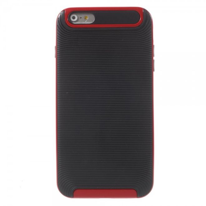 iPhone 6 Plus/6S Plus Elastisches Plastik Case mit Bumper Aufsatz und Linientextur -  rot