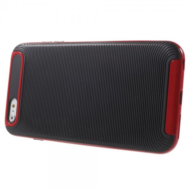 iPhone 6 Plus/6S Plus Elastisches Plastik Case mit Bumper Aufsatz und Linientextur -  rot