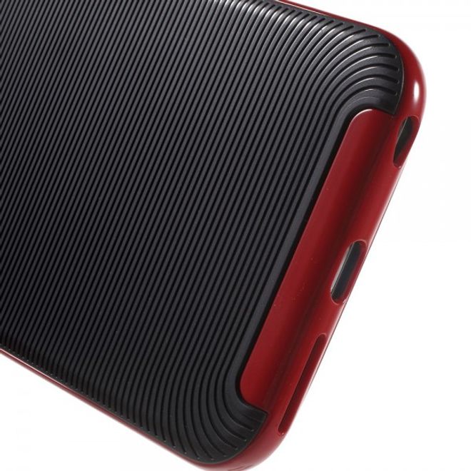 iPhone 6 Plus/6S Plus Elastisches Plastik Case mit Bumper Aufsatz und Linientextur -  rot